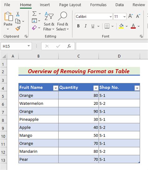 How To Remove Format As Table In Excel 3 Quick Methods