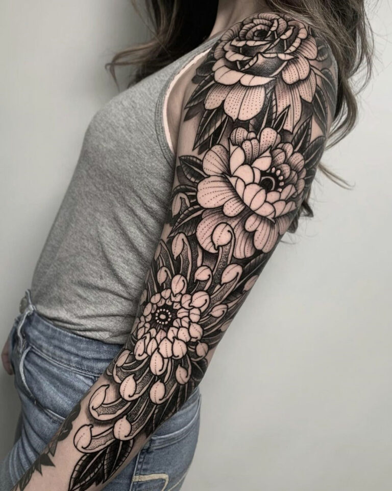 Ideas Flower Tattoo Sleeve Rose Tattoo Sleeve Flower Tattoo Sleeve