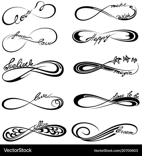 Infinity Symbol Hand Drawn Set Tattoo Stock Vector Royalty Free