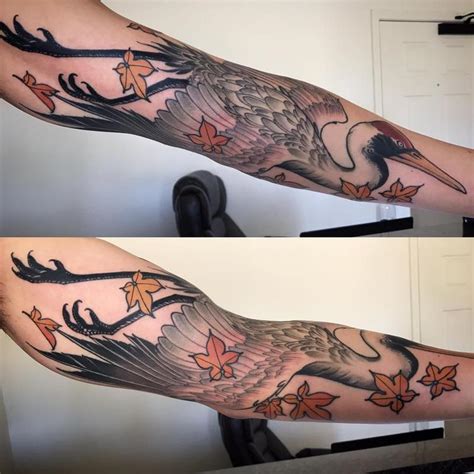 Japanese Crane Tattoo Black Art Scalawag