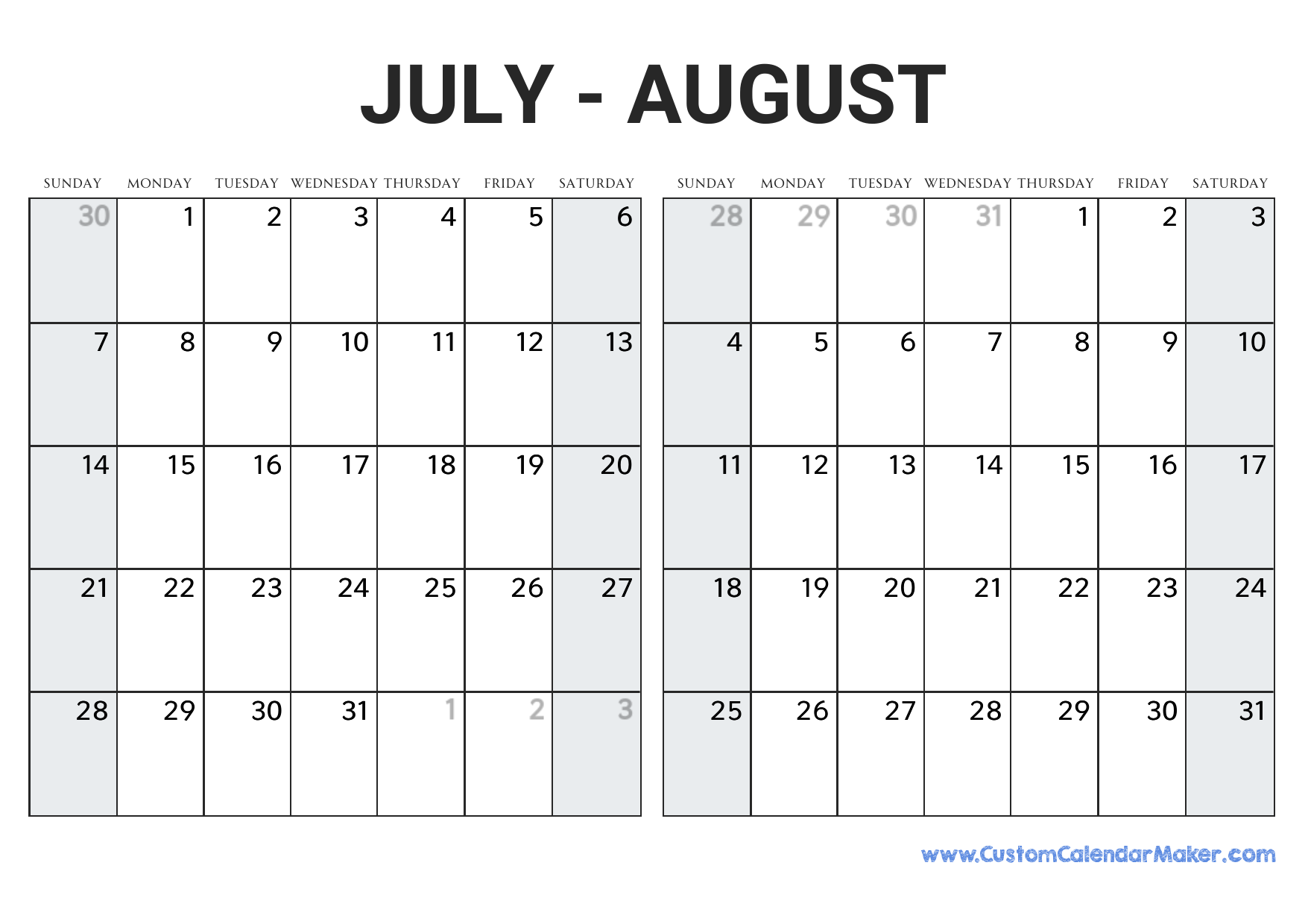 July 2024 And August 2024 Calendar Alane Auguste