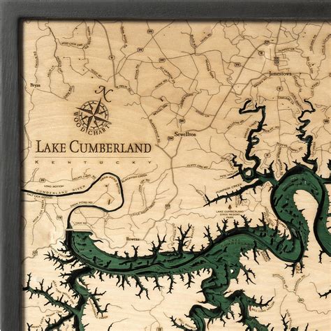 Lake Cumberland Wooden Map Art Topographic 3D Chart