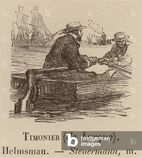 Le Vocabulaire Illustre Timonier De Barque Helmsman Stock Image