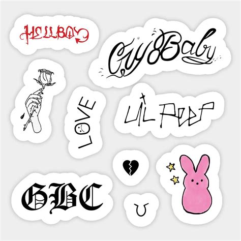 Lil Peep Tattoos Sticker Pack Unique Designs For Customization