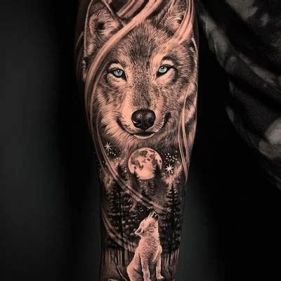 Male Wolf Tattoos 60 Inspirations New Old Man N O M Blog