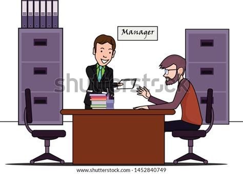 Man Giving Paper Manager Office Stock Vector Royalty Free 1452840749