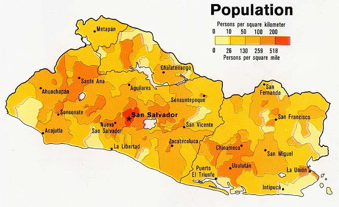 Map Of El Salvador With Cities And Geographical Facts Population