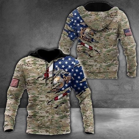 Marine Corps Camo Hoodie American Flag Camouflage Usmc Marine Corps Ap