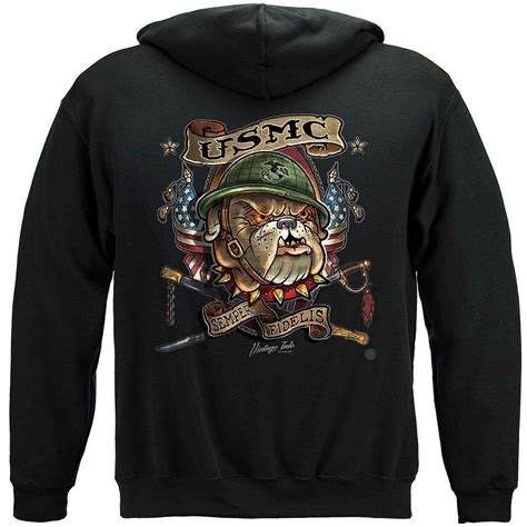 Marine Corps Usmc Vintage Tattoo Semper Fidelis Premium Hoodie In 2022 Vintage Tattoo Usmc