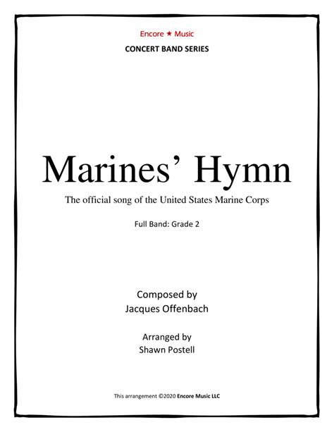 Marines Hymn The Official Song Of The U S Marine Corps Arr Shawn