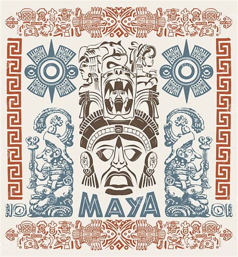 Mayan Aztec Motifs Concept Vector Illustration Tattoo Tribal Style