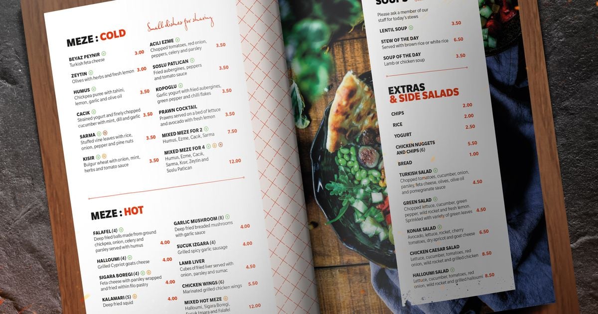 Menu Design For Konak Restaurant The Dots