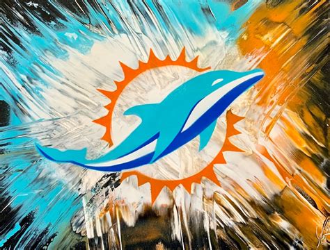 Miami Dolphins Art Miami Dolphins Poster Spray Paint Art Etsy