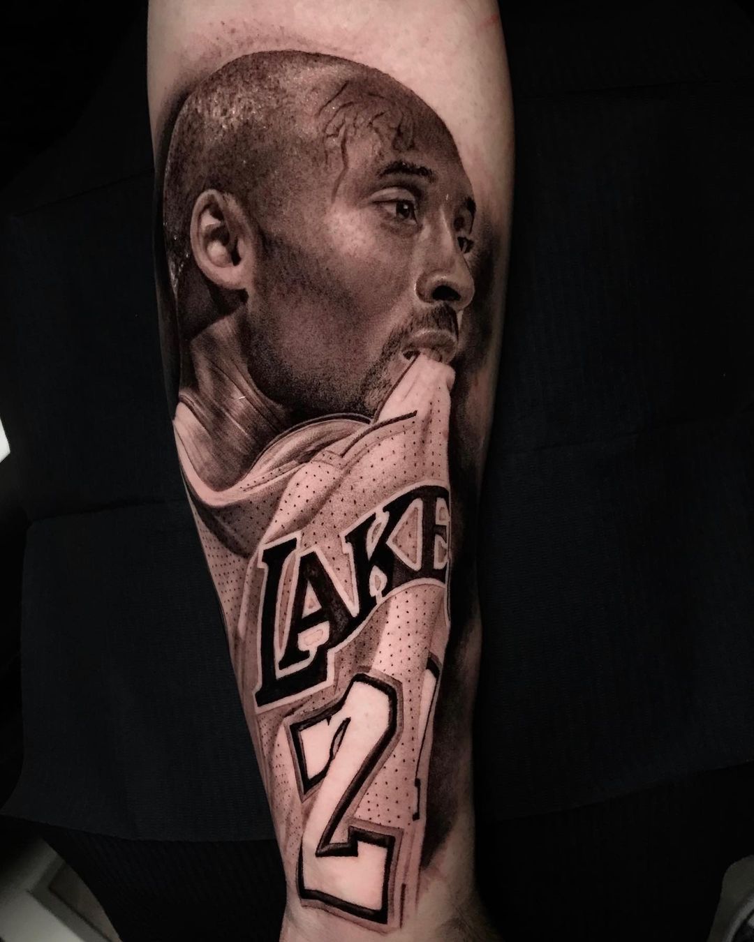 Micro Realistic Kobe Bryant Portrait Tattoo On The