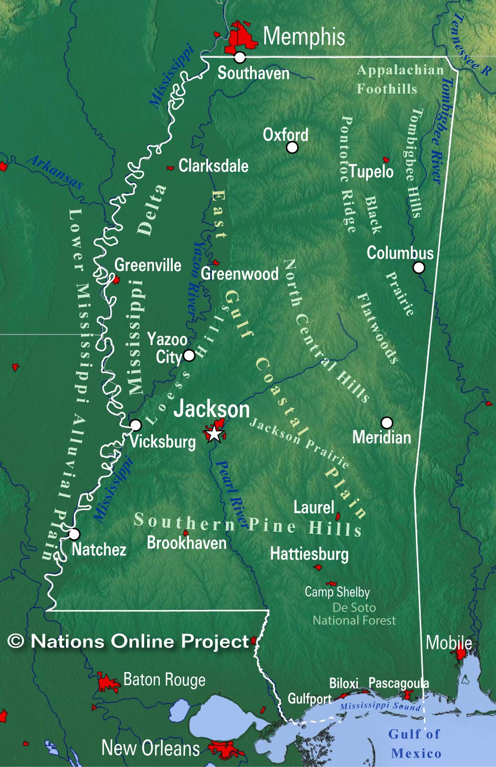 Mississippi Base And Elevation Maps