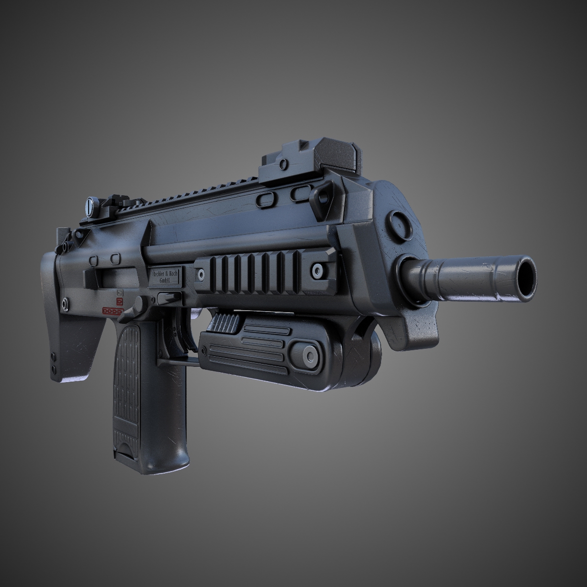 Mp7 Submachine Gun Hi Res 3D Model Max Obj Fbx Lwo Lw Lws Ma Mb