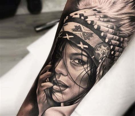 Native American Girl Tattoo By Bolo Art Tattoo Post 21176 Indian