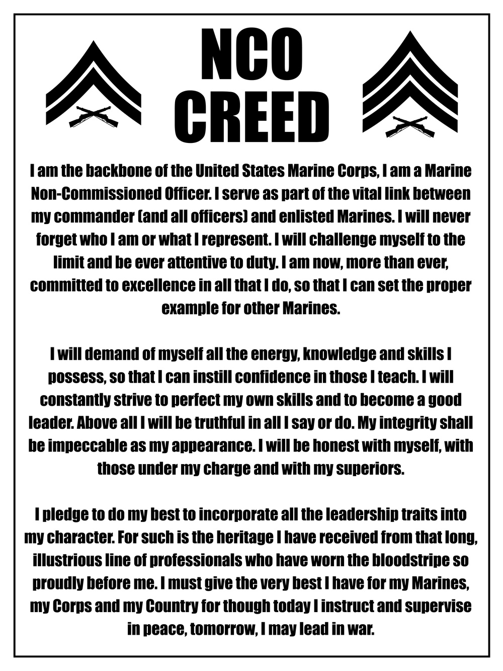 Noncommissioned Officers Creed, Army, 42% Off