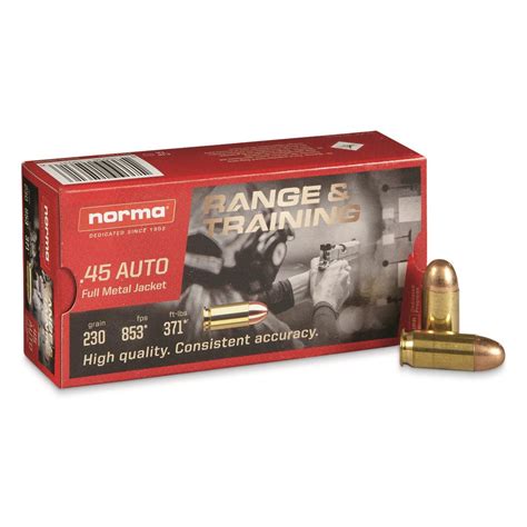 Norma Range Training 45 Acp Fmj 230 Grain 50 Rounds 719690