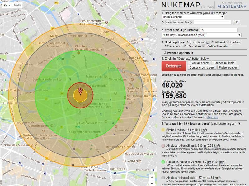 Nukemap Anschlag Einer Atombombe Online Simulieren