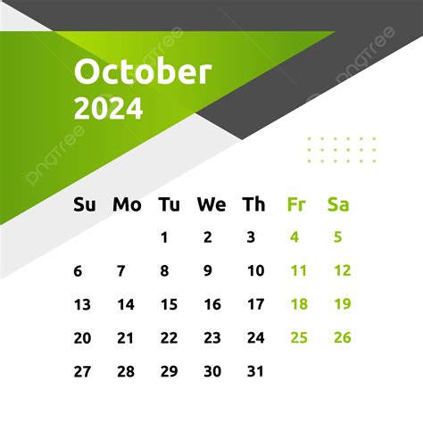 October 2024 Monthly Calendar Vector October 2024 Calendar 2024