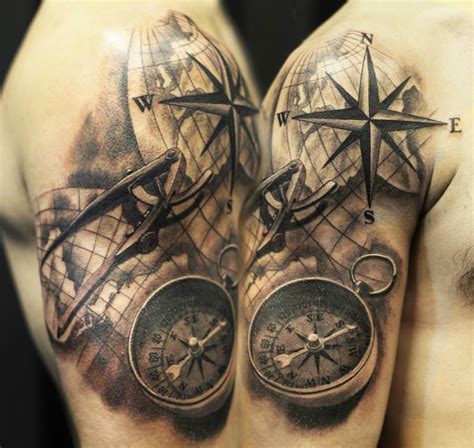 Old Compass Tattoo Designs