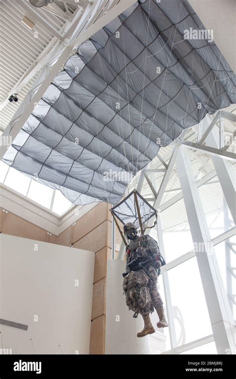 Parachute Exhibit In The Airborne And Special Operations Museum Stock