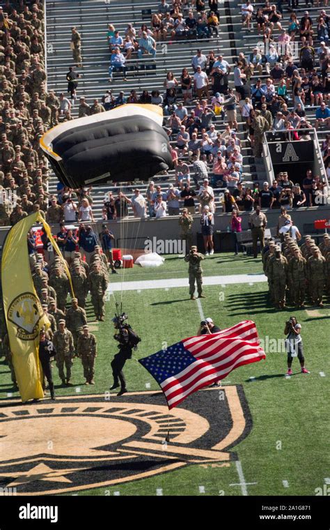 Parachute Into Miche Football Stadium At The United States Military