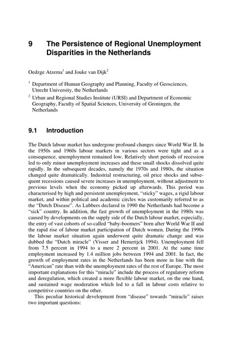 Pdf The Persistence Of Regional Unemployment Disparities In The