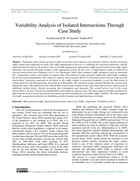 Pdf Variability Analysis Of Isolated Intersections Through Case Study