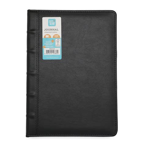 Pen Gear Leatherette Cover Journal 192 Lined Paper Pages Black