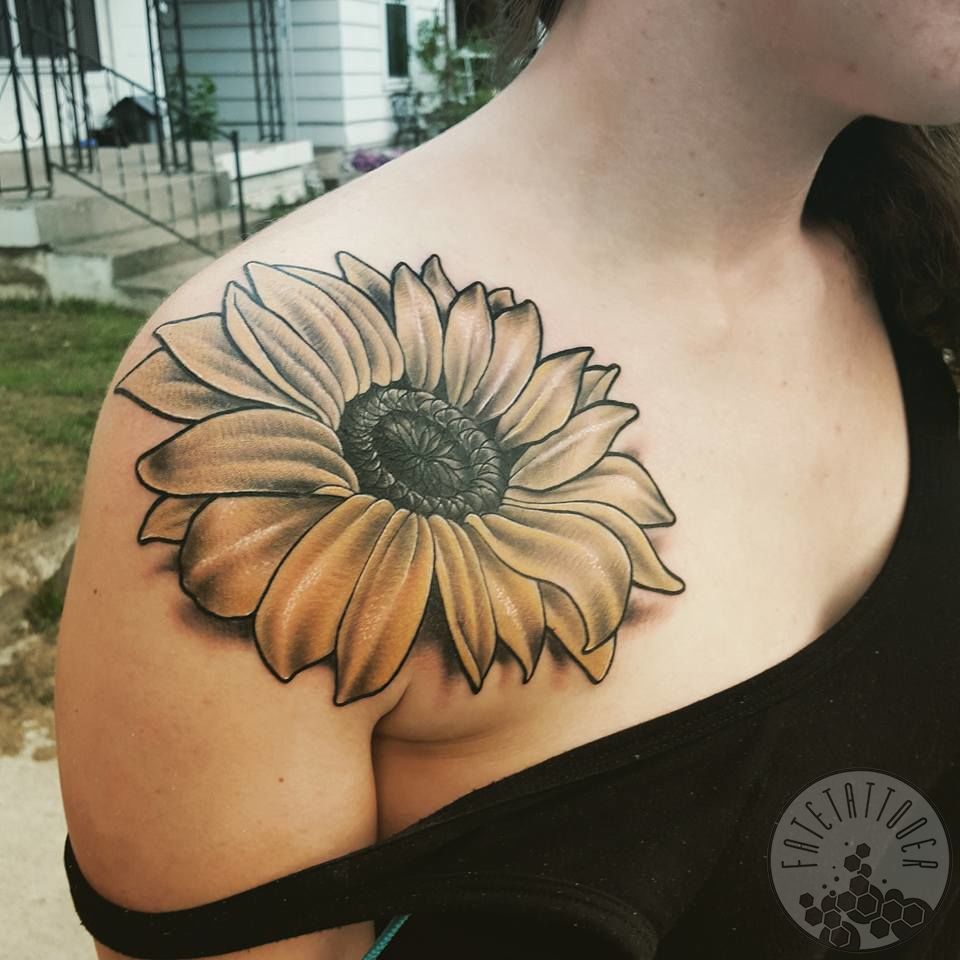 Pin By Emily Mercer On Ink Sunflower Tattoo Shoulder Shoulder Tattoo