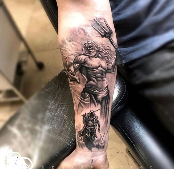 Poseidon God Of The Sea Is The Adorable Tattoo On Forearm