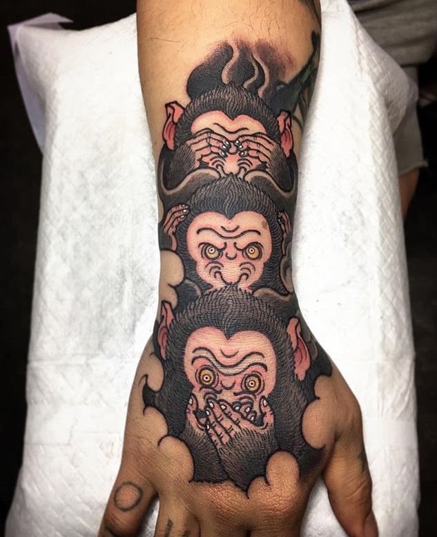 Posts Grey Ink Wise Monkey Tattoos On Arm Grey Ink Wise Monkey Tattoos