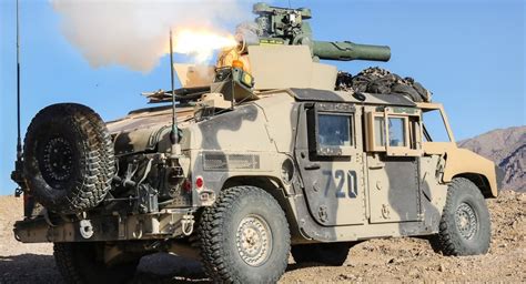 Powerful Tandem Of American Legendary Tow Atgm Hmmwv Armored Vehicle