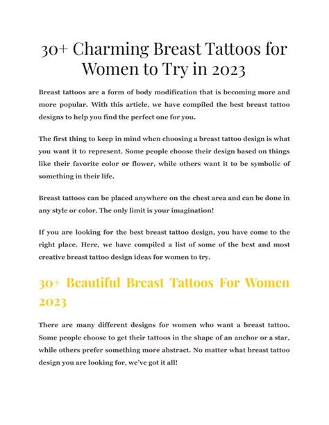 Ppt 30 Charming Breast Tattoos For Women To Try In 2023 Powerpoint