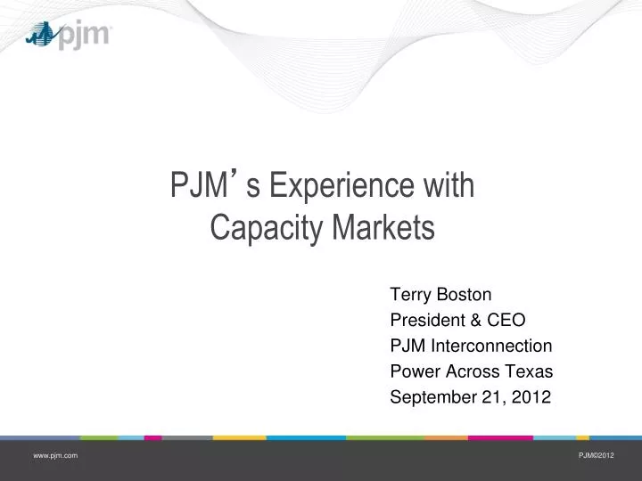 Ppt Pjm S Experience With Capacity Markets Powerpoint Presentation