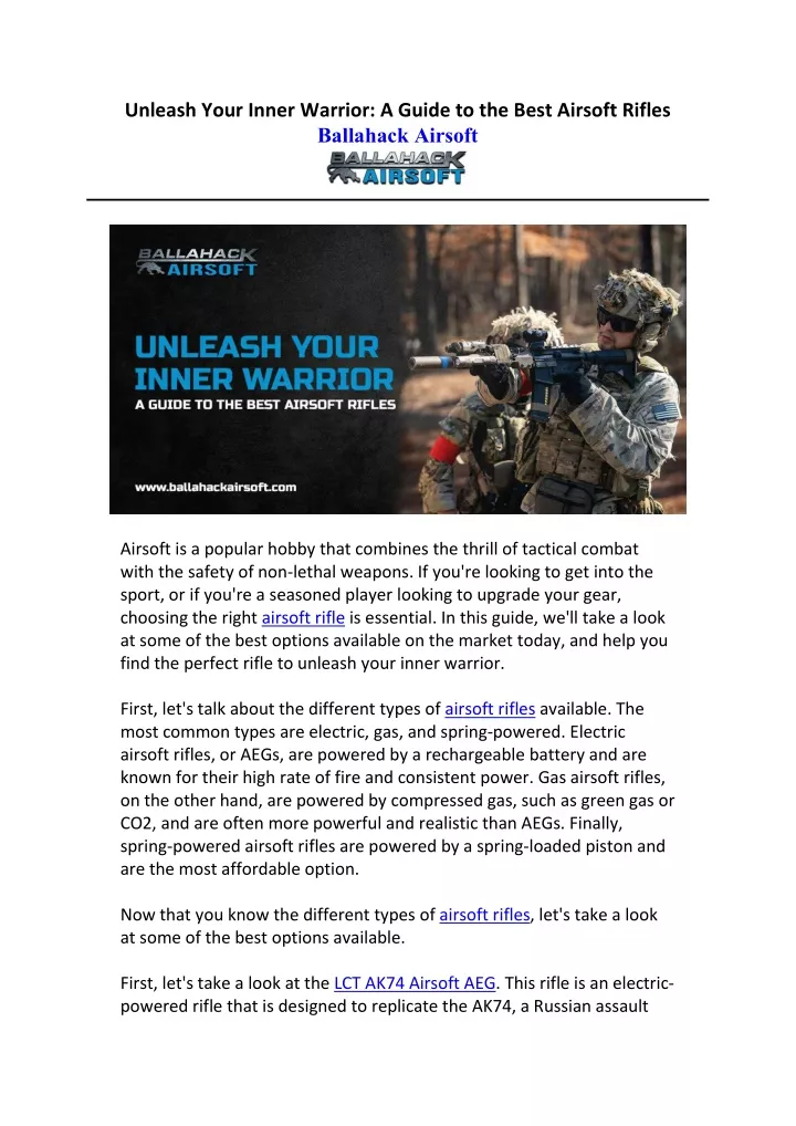 Ppt Unleash Your Inner Warrior A Guide To The Best Airsoft Rifles