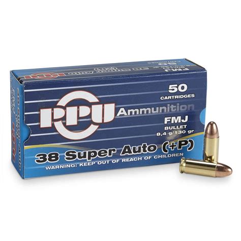 Ppu 38 Super Auto P Fmj 130 Grain 50 Rounds 222459 38 Super Ammo At Sportsman Amp 39 S Guide