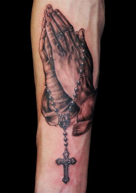 Praying Hands Cross Tattoo Design