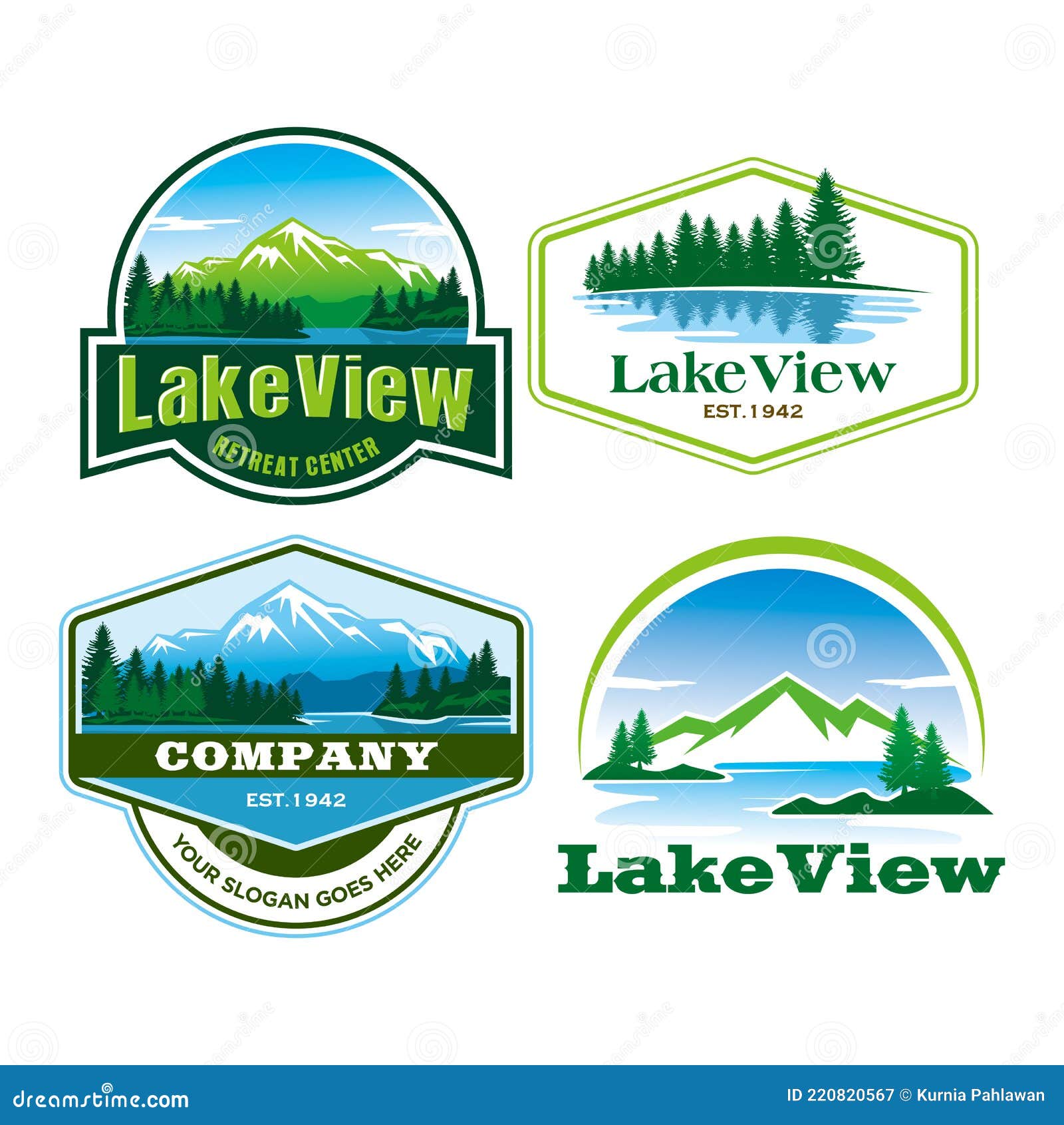 Premade Adventure Logo Mountain Logo Lake Logo Lake View Logo