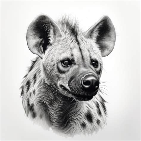 Premium Photo Realistic Hyena Portrait Tattoo Drawing On White Background In High Contrast