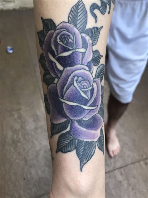 Purple Roses Traditional Tattoo Done By Dominick At Red Tide Tattoo In