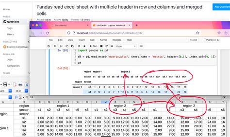 Python Pandas Read A Table From Excel Stack Overflow