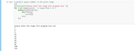 Python Program To Print All The Perfect Square Number In The Given Range