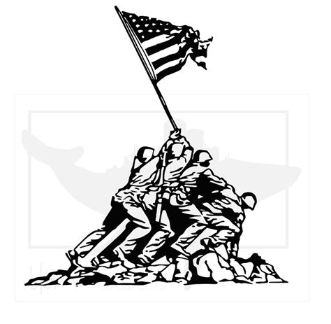 Raising The Flag On Iwo Jima Digital File Download Svg Png Jpg Dxf Etsy