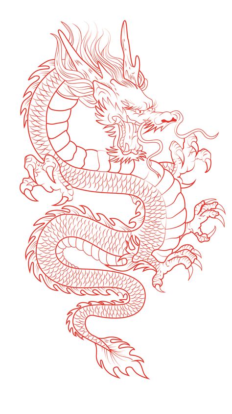 Red Dragon Ilustration Dragon Tattoo Stencil Dragon Tattoo Dragon Tattoo Outline