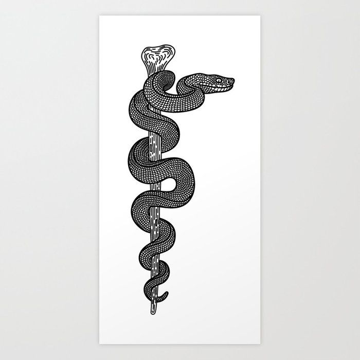 Rod Of Asclepius Art Print By Yauli Greek Mythology Tattoos Ems