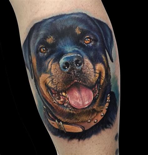 Rottweiler Dog Memorial Tattoo Dog Portrait Tattoo Rottweiler Tattoo