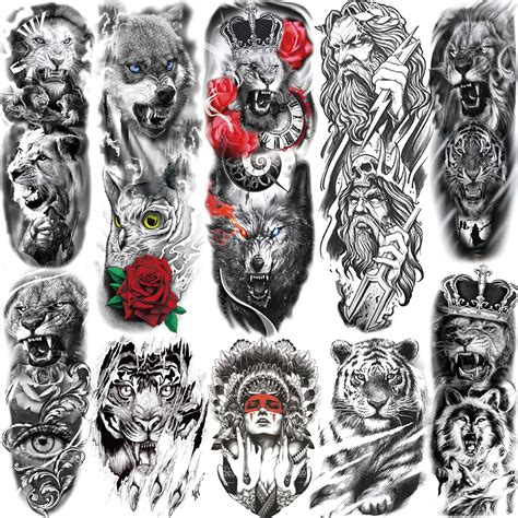 S A V I 2 Sheets Large Temporary Wolf Tattoos For Men Realistic Black Grey Animal Body Art Waterproof 19X12cm Fake Tattoo Stickers For Arm